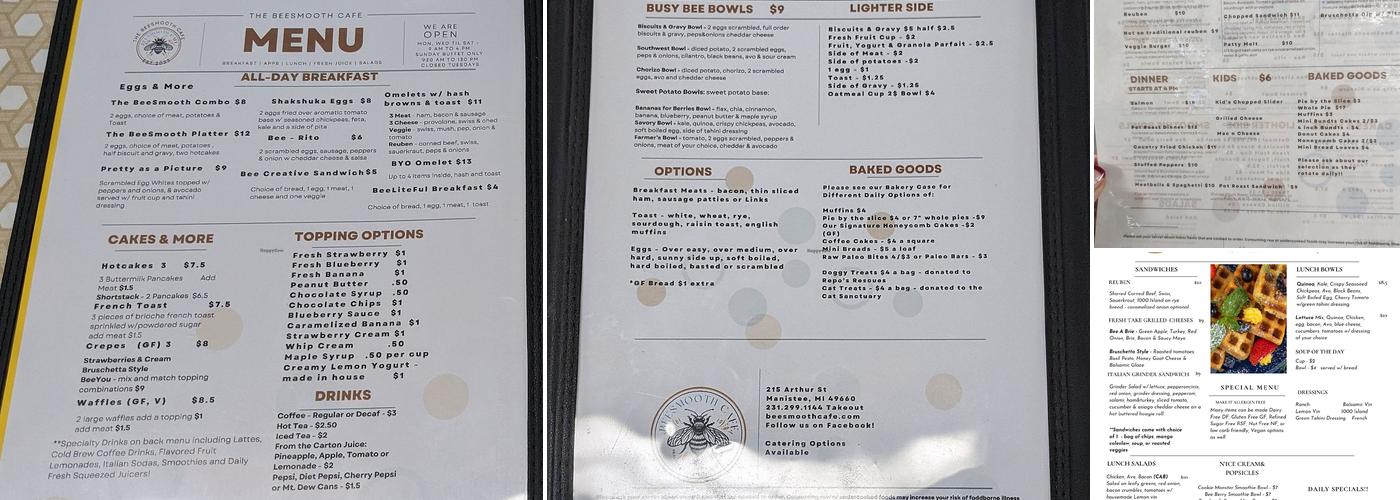 BeeSmooth Cafe Menu