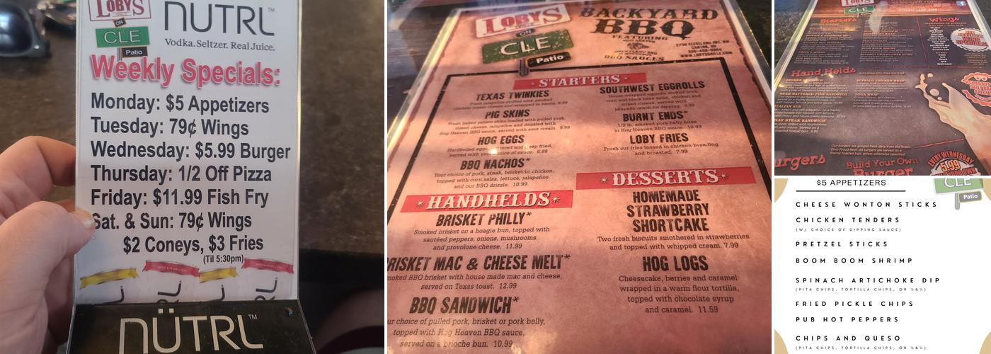 Loby’s Grille Menu