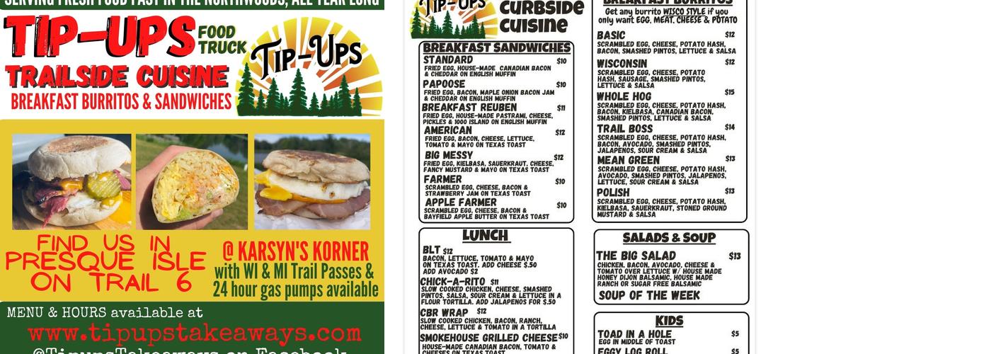 Tip-Ups Takeaways Menu