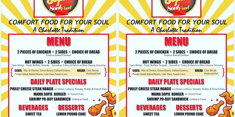 Mama Sophie's Soul Food Menu