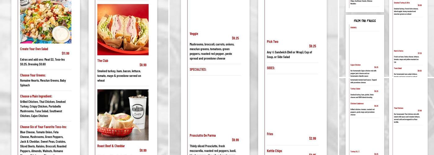 Manhattan Cafe Menu