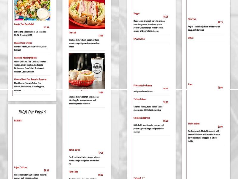 Manhattan Cafe Menu