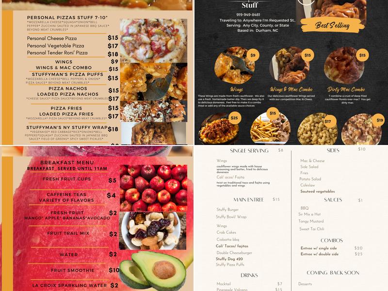 Stuffyman's Vegan Stuff Menu
