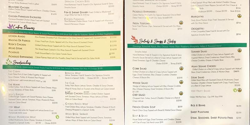 Jessica bistro Menu