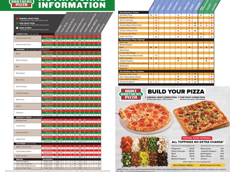 Hunt Brothers Pizza Menu