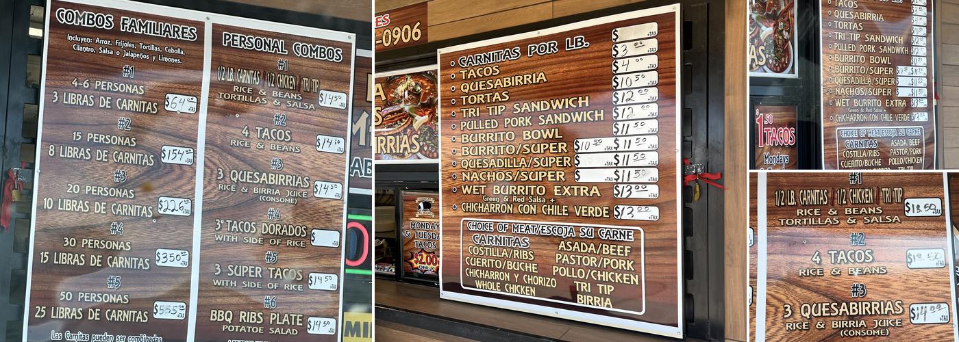 Carnitas el Bajio Menu