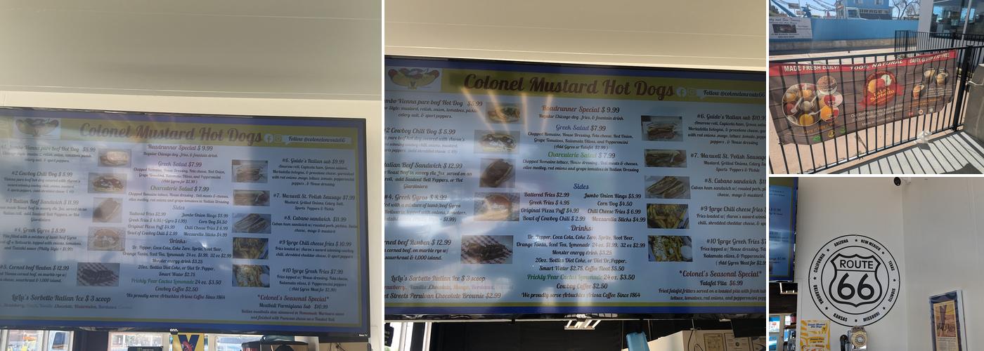 Colonel Mustard Hot Dogs Menu