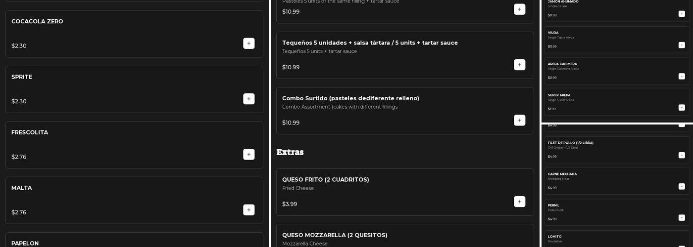 Chamos Venezuelan taste Herriman Menu