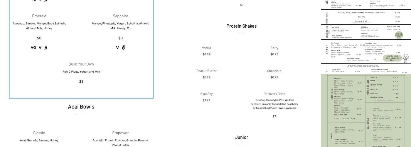 Sol Luna By Ryse Menu