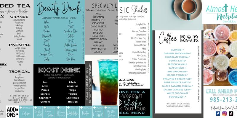 Almost Heaven Nutrition, LLC Menu