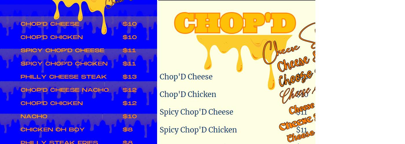 Chop'D Cheese Shop Menu