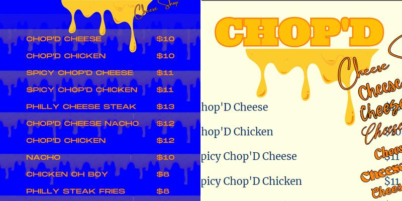 Chop'D Cheese Shop Menu
