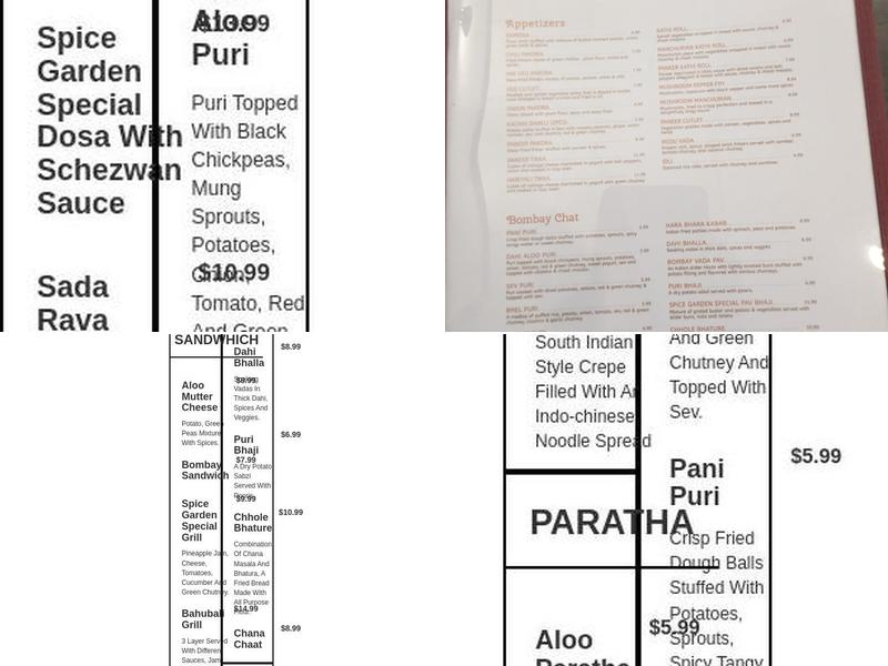 The Spice Garden Menu