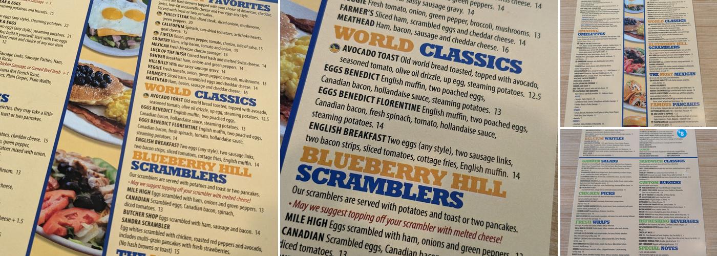 Blueberry Hill Oak Lawn Menu