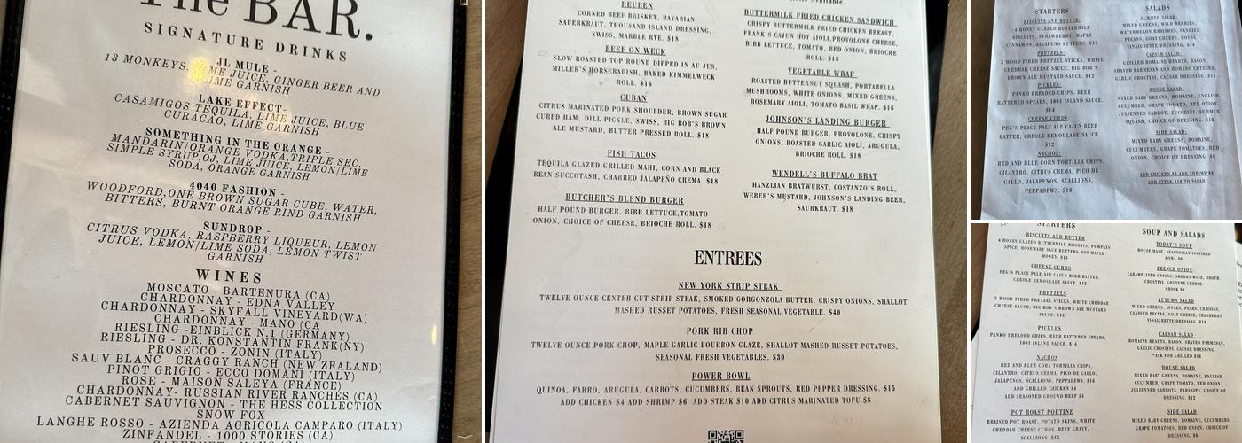 Johnson’s Landing Menu