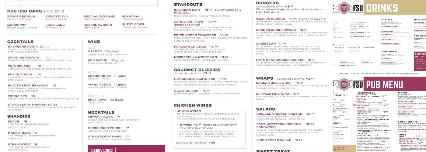 Proof at FSU Menu