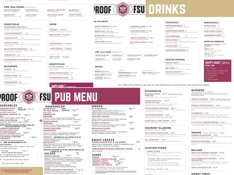 Proof at FSU Menu