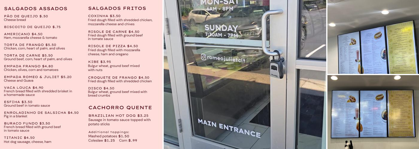 Romeo & Juliet Brazilian Cafe Menu