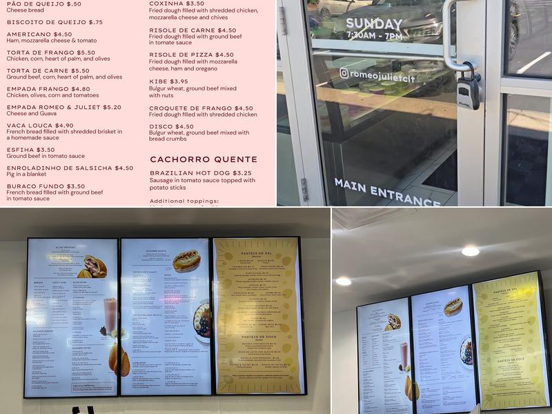 Romeo & Juliet Brazilian Cafe Menu