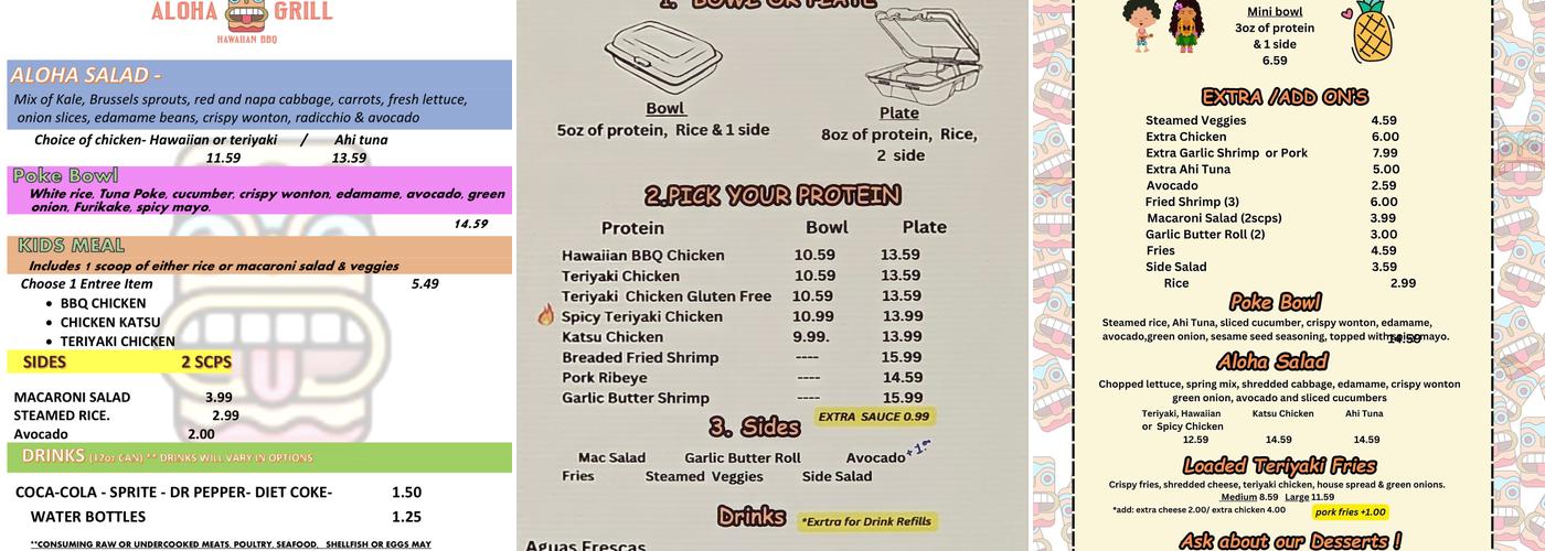 Aloha Grill Hawaiian BBQ Menu