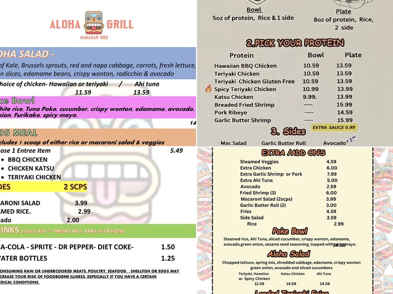 Aloha Grill Hawaiian BBQ Menu