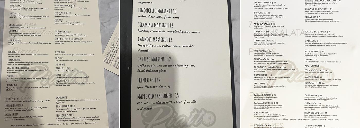 Piatto Menu