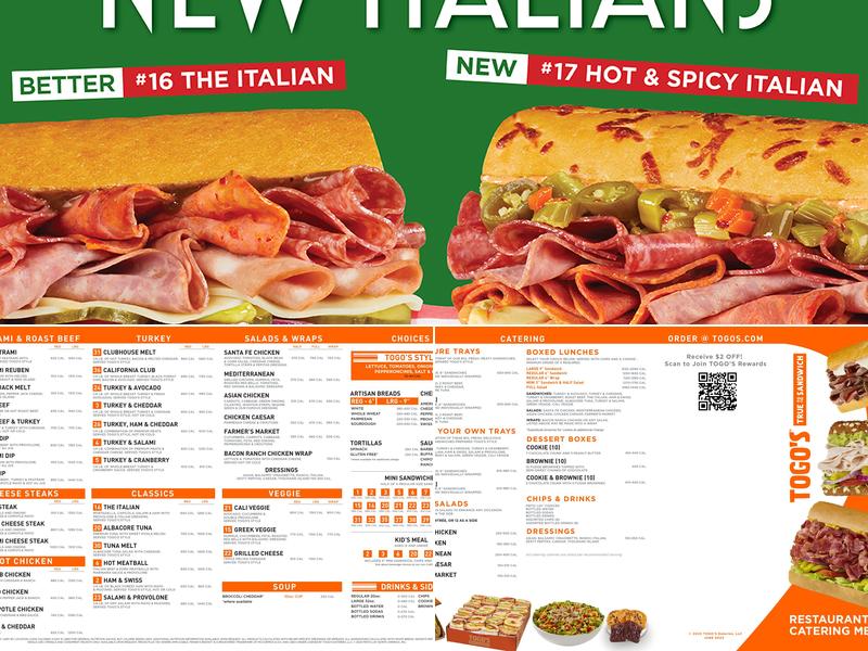 TOGO'S Sandwiches Menu