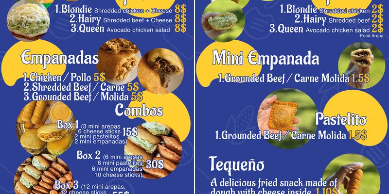 Yummy Arepas Menu