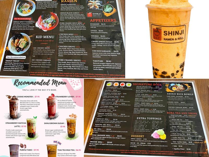 Shinji Ramen and Roll Menu