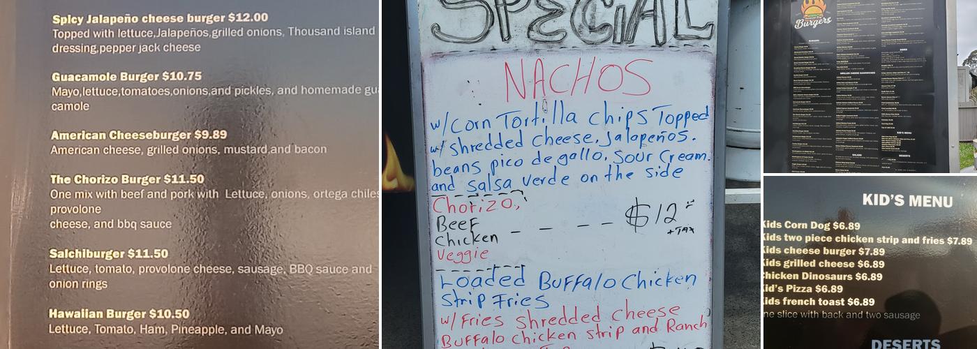 Humboldt Bay Burgers Menu