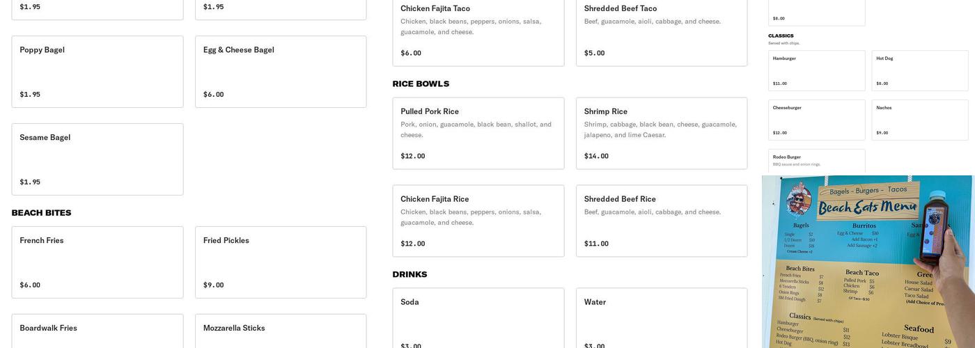 Salty Monkey Menu