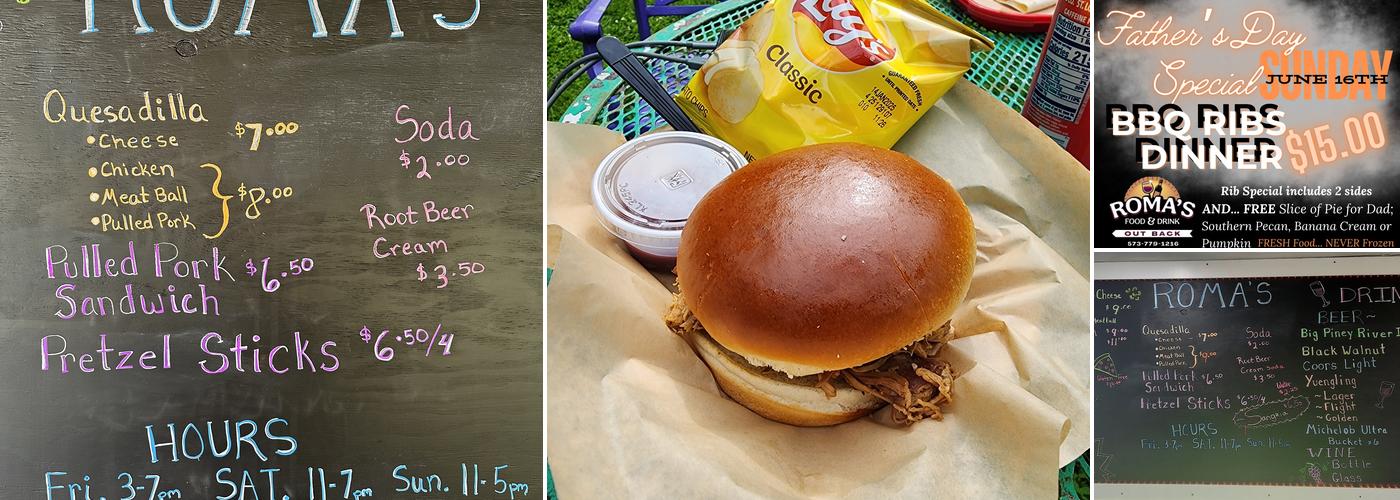 Roma's Food & Drink Menu