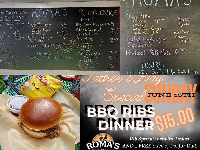Roma's Food & Drink Menu