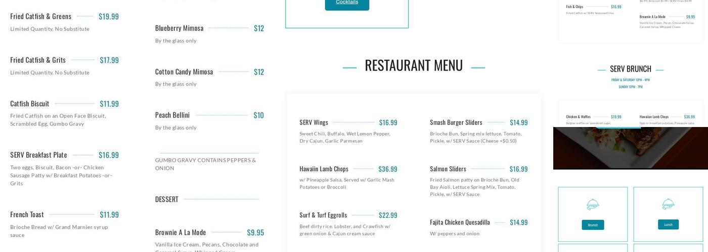 SERV Restaurant Menu
