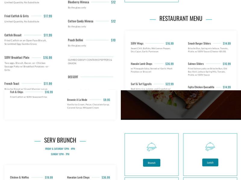 SERV Restaurant Menu