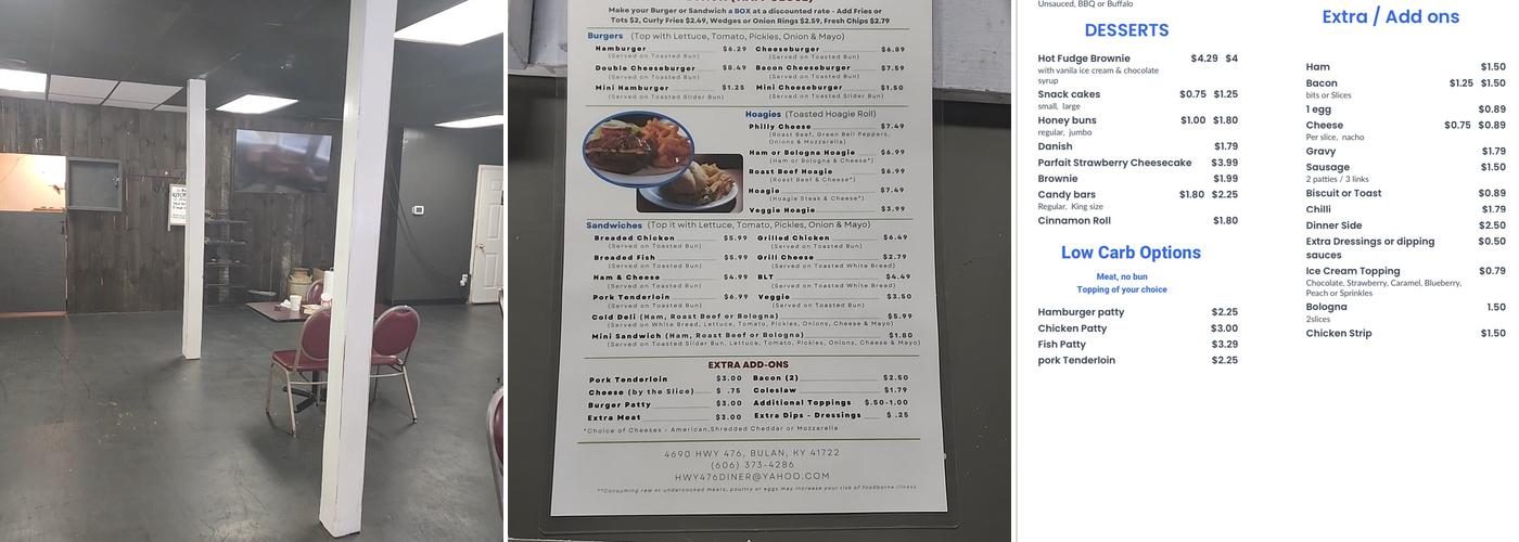 476 Diner Menu