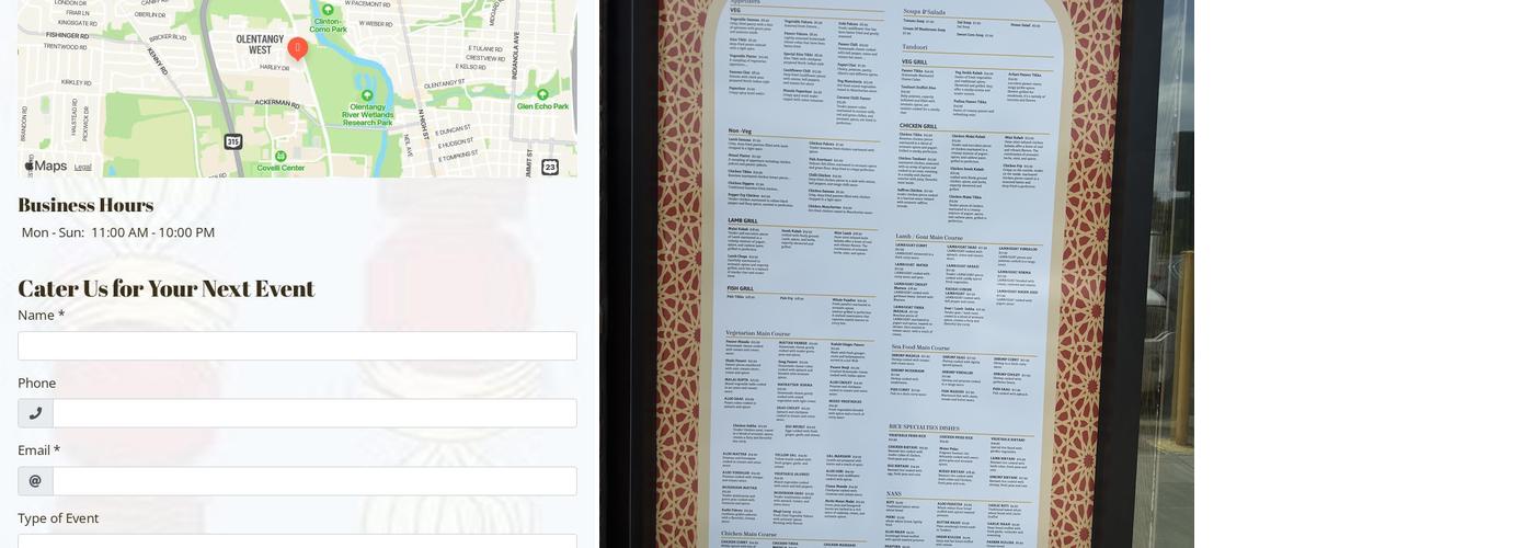 Anand India Restaurant Menu