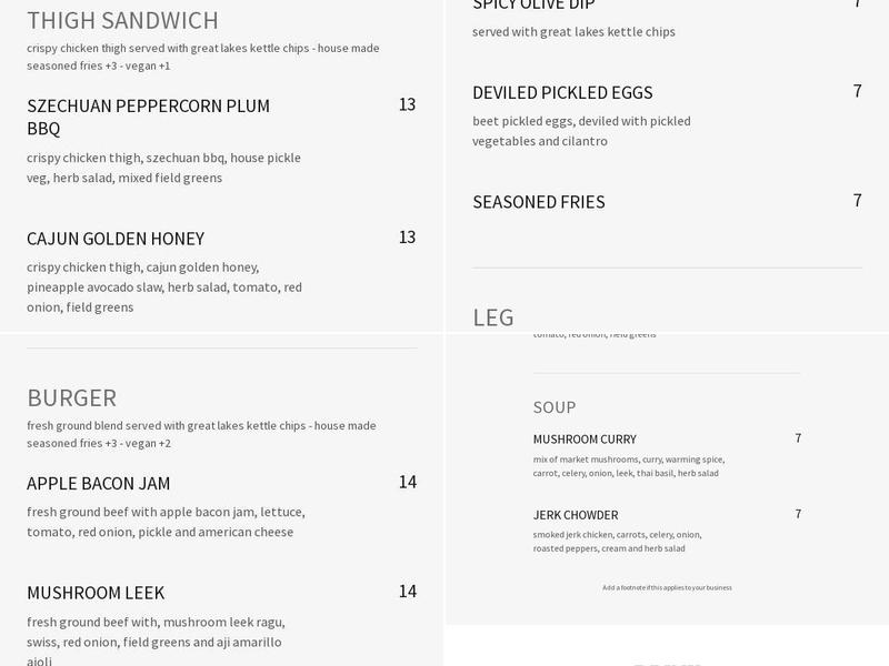 Tocororo Menu