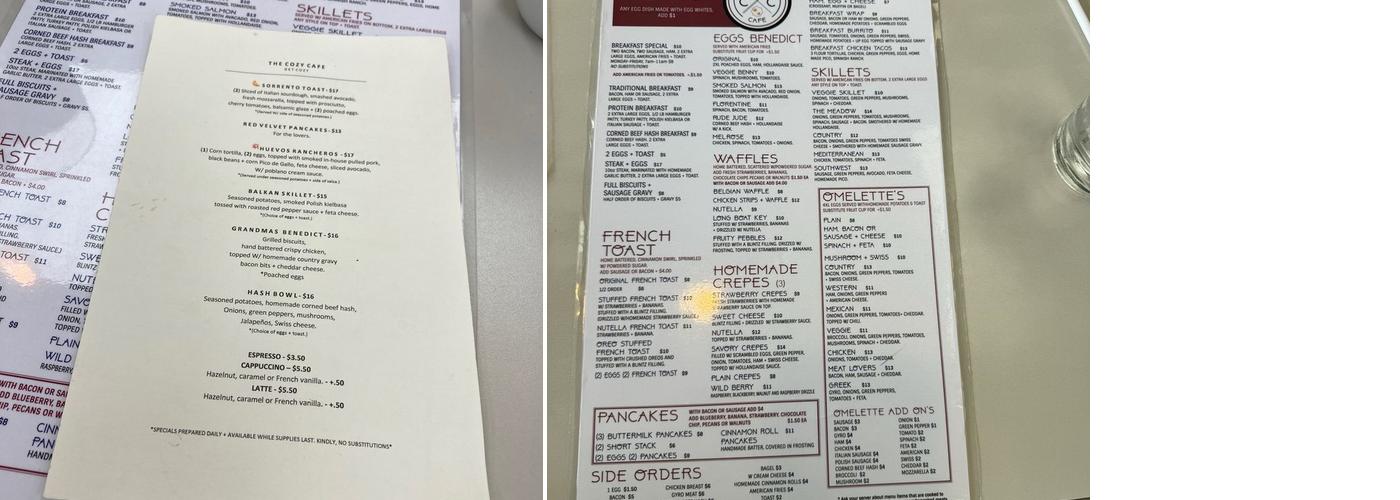 Ken’s Kitchen Menu