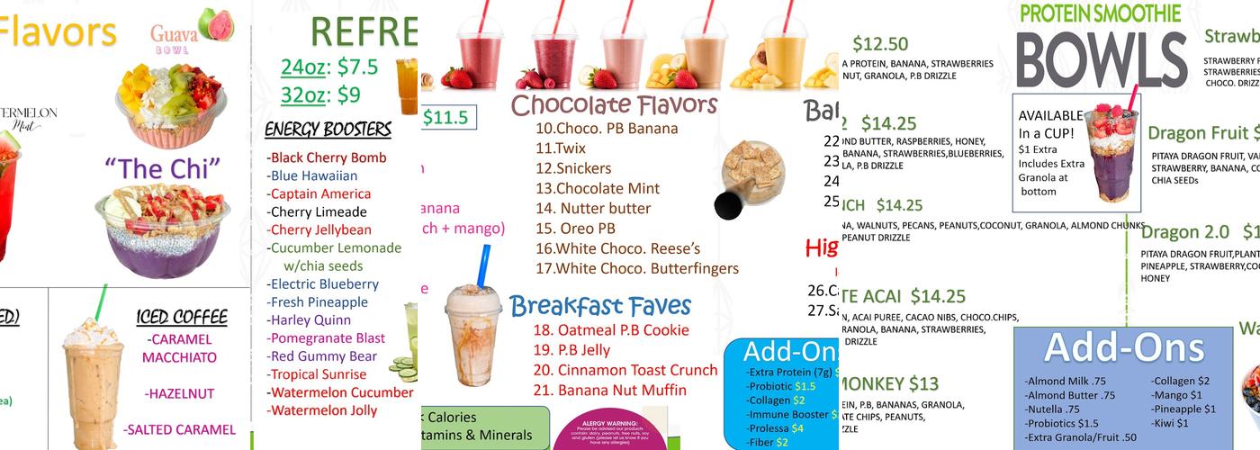 Vytal Nutrition Smoothie Bar Menu