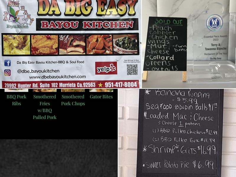 Da Big Easy Bayou Kitchen BBQ & Soulfood Menu