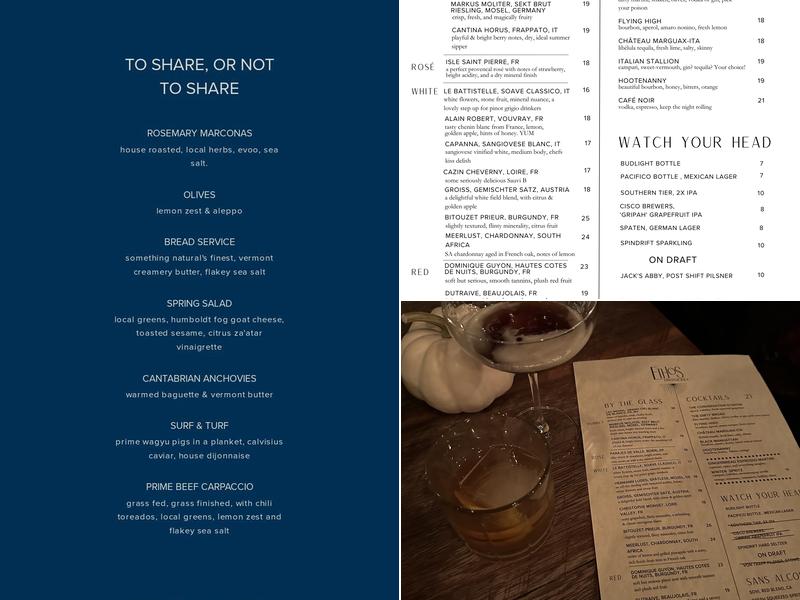 Ethos Wine Bar & Bistro Menu