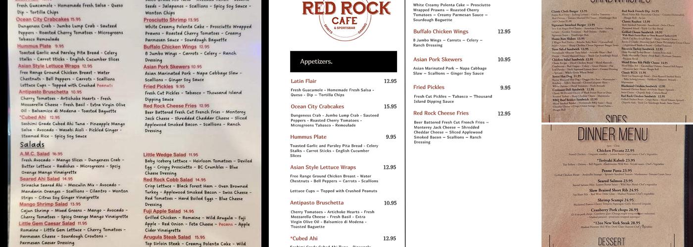 Red Rock Cafe and Sports Bar Menu