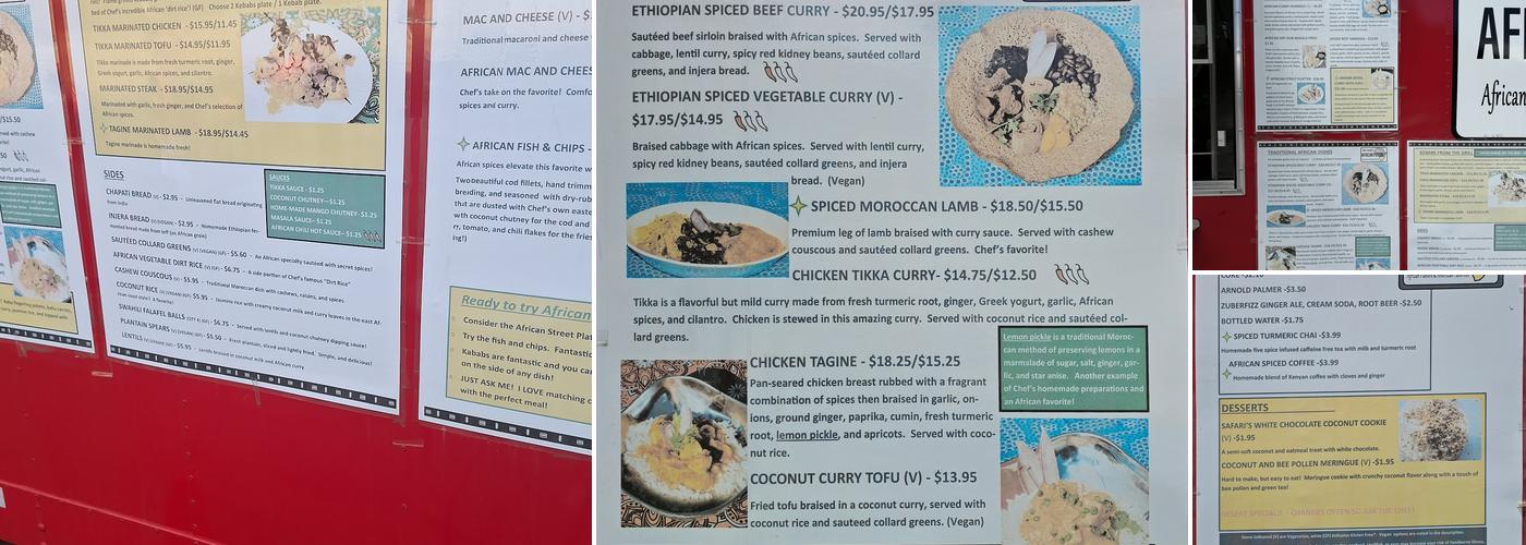 Chef Safari's African Fusion Menu