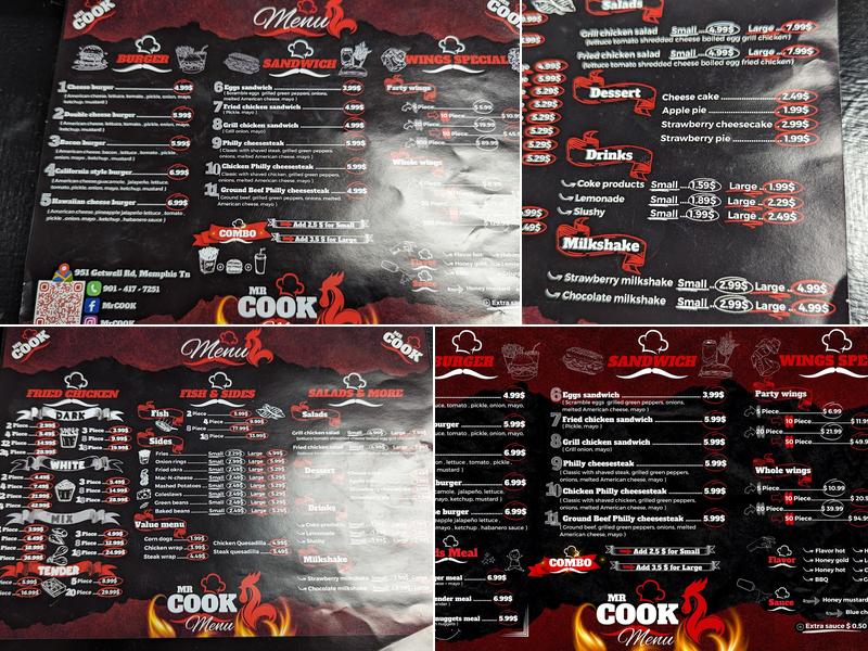 Mr cook Menu