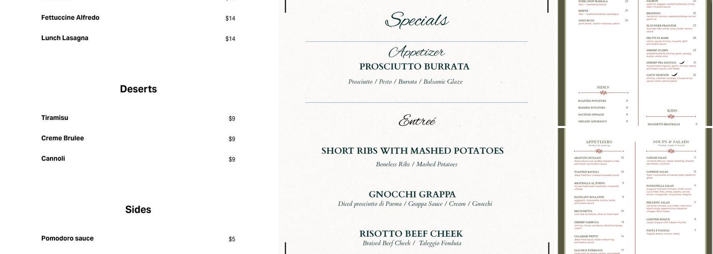 Tra Di Noi Ristorante Menu