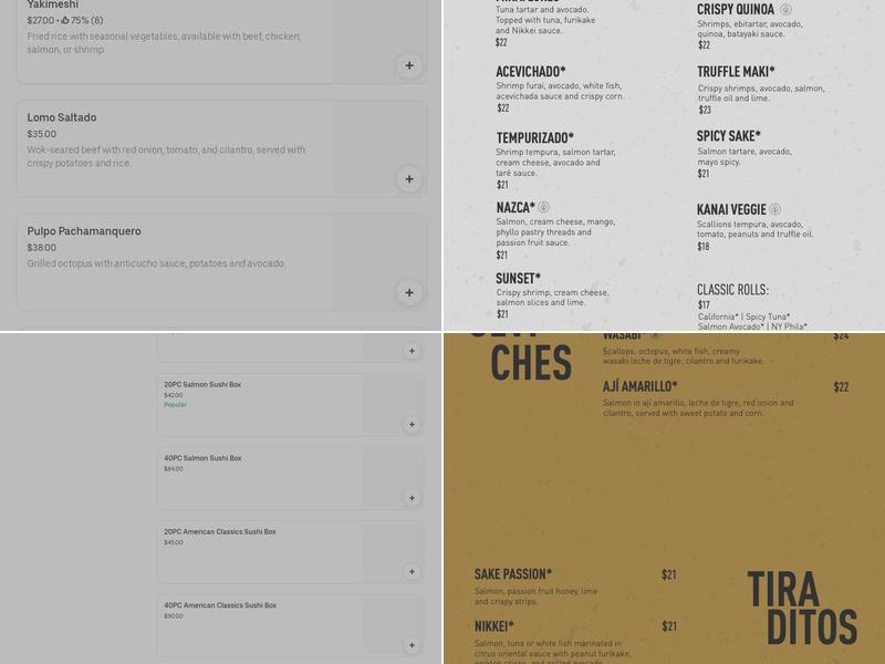 Lima Estilo Nikkei Key Biscayne, Miami Menu