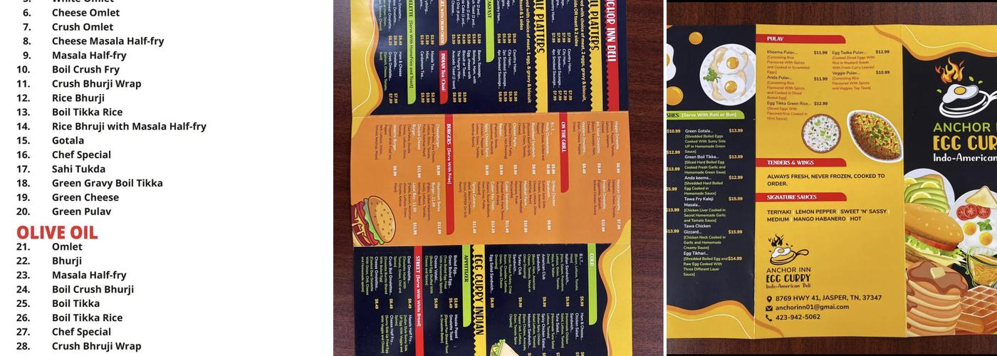 Egg Curry Menu