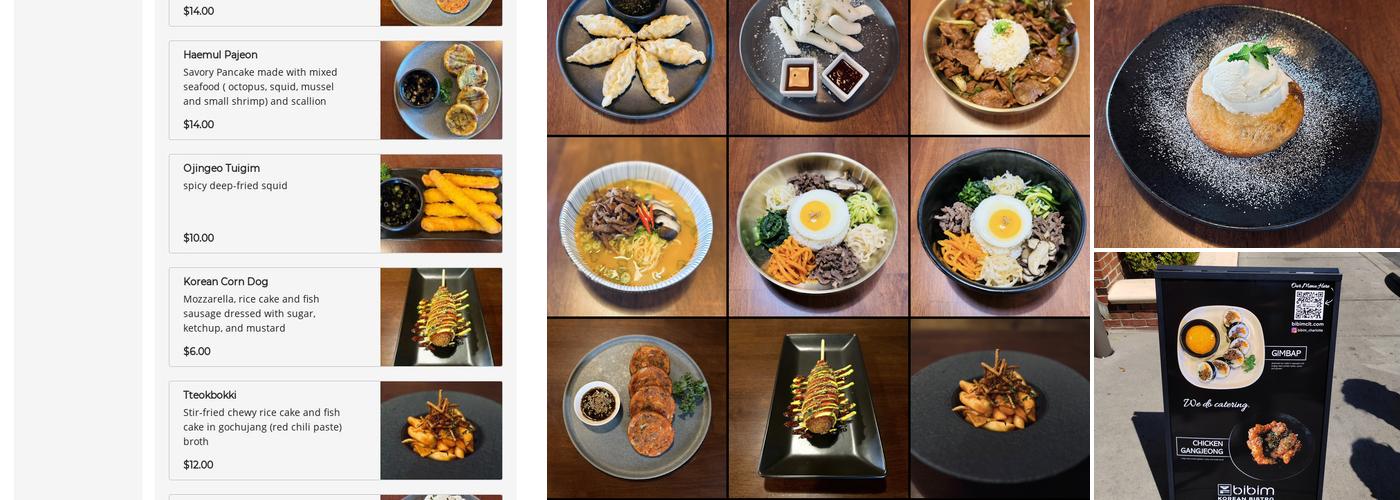 Bibim Menu