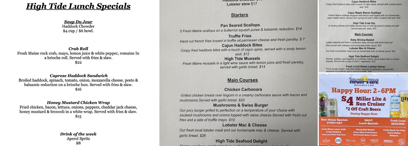 High Tide Menu